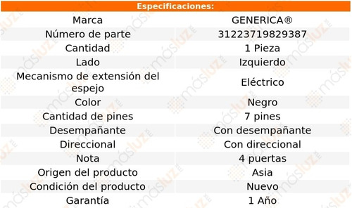 Espejo Izq Elect C/desemp C/direcc 7 Pines Gmc Envoy 02/09 Foto 2