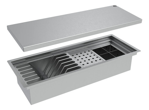 Escorredor Embutido Calha Inox Úmida 50cm Com Tampa  Inox