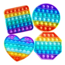 Kit De Brinquedos Pop It Fidget Bubble Rainbow 4pcs