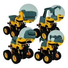 Kit 4 Carrinhos Monster Truck 4x4 Brinquedo Com Fricção Cor Amarelo