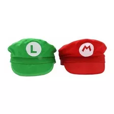 Kit C/2un Quepe Super Mario Bros Luigi Verde Vermelho Chapéu