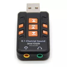 Placa Sonido Usb Para Pc Para Conectar Auriculares, Parlantes, Mic. Mts-sound Amitosai