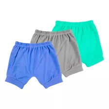 Kit 3 Short Bebê Tapa Fralda Liso Colorido Meninos E Meninas