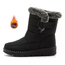 Botas De Neve Forradas Furry Boat Impermeáveis Para Frio Ext