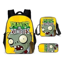 Mochila Plantas Vs. Zombies Con 3 Piezas