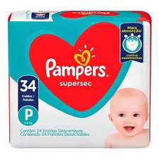 Fralda Pampers Supersec -p-34 Unid-contra Vazamentos