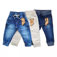 Kit 3 Calças Jogger Infantil Bebe Menino Tam 0 A 3 Anos