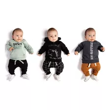 Kit Roupa De Bebe 6 Peças Blusa Manga Longa E Calça Algodão