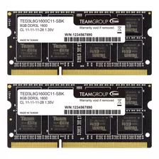 Memoria Ram Elite Color Negro 16gb 2 Team Group Ted3l8g1600c11-sbk