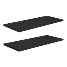  Kit 2 Prateleiras 60x20 Mdf Preto Grátis Suportes 60202p