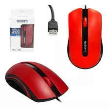 Mouse Com Fio Usb Óptico Mouse Pc Exbom Color 3d Cor Vermelho