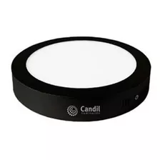 Plafón Led 18w Candil Circular Aplicar Negro Luz Calida 3000k