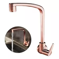 Torneira Cozinha Parede Rose Gold Flatt Lorenzetti Abs Acabamento Brilhante Cor Rosê Gold Parede