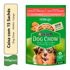 Caixa 15 Sachês Purina Dog Chow Cães Adul Sabor Frango 100g 