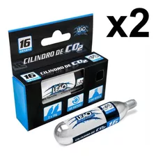 2x Cartucho Ar Co² Cilindro Encher Pneu Bike 16 Gramas Rosca Cor Prateado