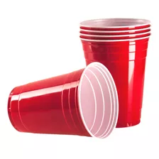 50 Copos Americano Descartável Beer Pong Vermelho Red 440ml