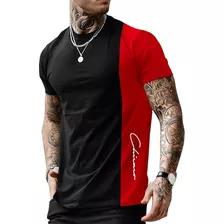 Playera Hombre Manga Corta Negra Camisetas Lycra Estampado