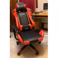 Silla Gamer Helitec Ergonomica Negra Y Roja Cuero Sintético