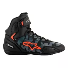 Tenis Alpinestars Faster 3 Preto Cinza Camuf Vermelho Fluor