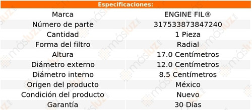 1- Filtro De Aire Renault R5 1.3l L4 1976/1983 Engine Fil Foto 2