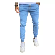 Calça Jeans Masculina Jogger Com Punho Preta Azul Camuflada