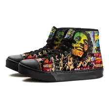 Tênis Cano Alto Casual Bob Marley Reggae Moda Musical