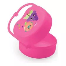 Porta Chupeta Personalizado Bebê Bico Com Alça Bpa Free Cor Azul/bichinhos Frutinhas