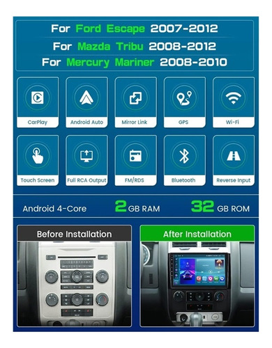 Estereo Ford Escape/mazda Tribute/mercury Mariner Android Foto 2