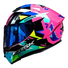 Capacete Colorido Norisk Sup Denver Rosa + Viseira Colorida