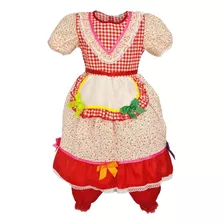 Vestido Junina Infantil Vermelho Dança Quadrilha Floral