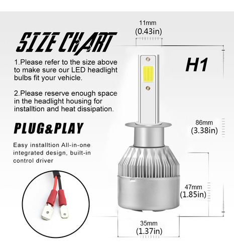 H1 H7 6000k Blanco 8000lm Kit De Faros Led Para Volkswagen Foto 8