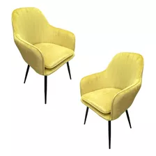 Set 2 Sillones Terciopelo Para Comedor Tapizado Vintage Sala