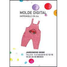 Molde Digital Jardinero Bebes 1mes A 3 Años Incluye 7 Tallas