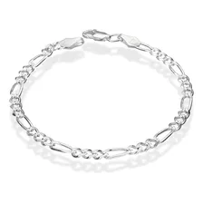 Pulsera De Plata .925 Para Caballero Modelo 3 X 1 Diámetro 7 Cm Largo 20 Cm