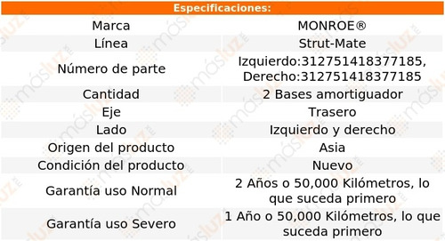 Kit 2 Bases De Amortiguadores Tra Strut-mate Lw2 Saturn 00 Foto 3