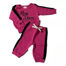 Conjunto Menina Moletom Com Calça Mini Diva 100% Algodão