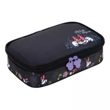 Estojo Escolar Minnie Disney Box Com Elásticos Preto