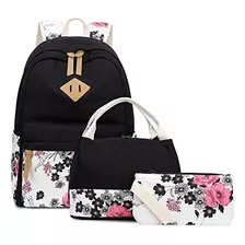 Mochila Floral Ligera Para Adolescentes Con Bolsa De