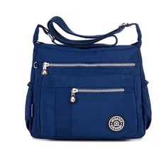 Bolsa Feminina Nylon Ombros Transversal Cor Azul-marinho