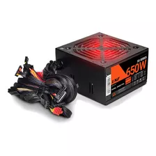 Fuente Lnz 650w Xt650-ps Gamer Pc Psu Cooler 120mm Led Rojo