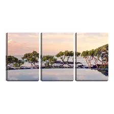 Quadro Canvas 45x96 Piscina Em Frente Ao Mar