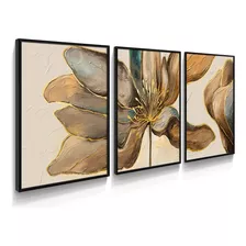 Quadro Decorativo Flores Pintura Sala Quarto Moldura Caixa 