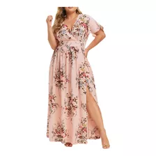 Vestido Feminino De Chiffon Floral Plus Size