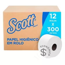 Papel Higiênico Rolo Scott 300m Folha Simples 12 Rolos