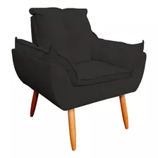 Poltrona Decorativa Opala Veludo Preto Kimi Decor