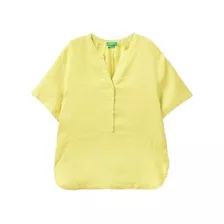 United Colors Of Benetton Blusa 100 % Lino Con Botones