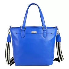 Bolsa Azul Shopping Nautica Interior Amplio Diseño De La Tela Liso