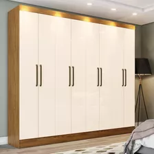 Guarda Roupa Casal 8 Portas 4 Gavetas Malibu Casa 812 Cor Nature Com Off White