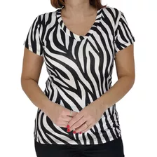 Blusa Camisa Feminina Básica Casual Animal Print