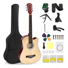 Guitarra Acústica Clásica Focomylord Fg800 Para Diestros Natural Abedul Mate Con Funda Y Accesorios